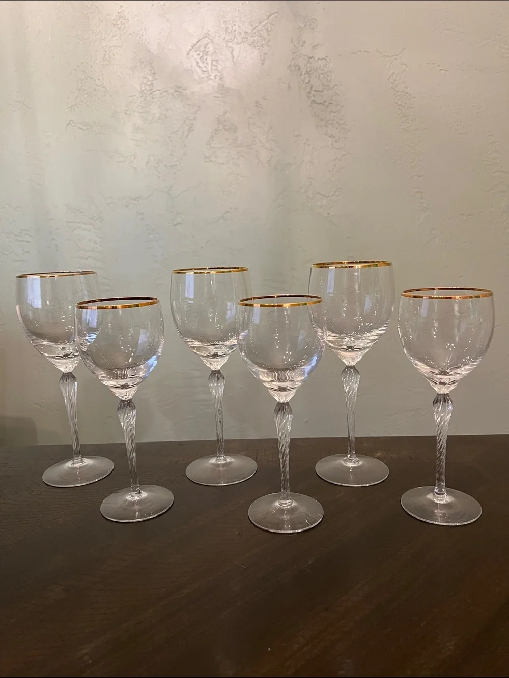Lenox Monroe Clear Wine Glasses with Gold Rim - Set of 6